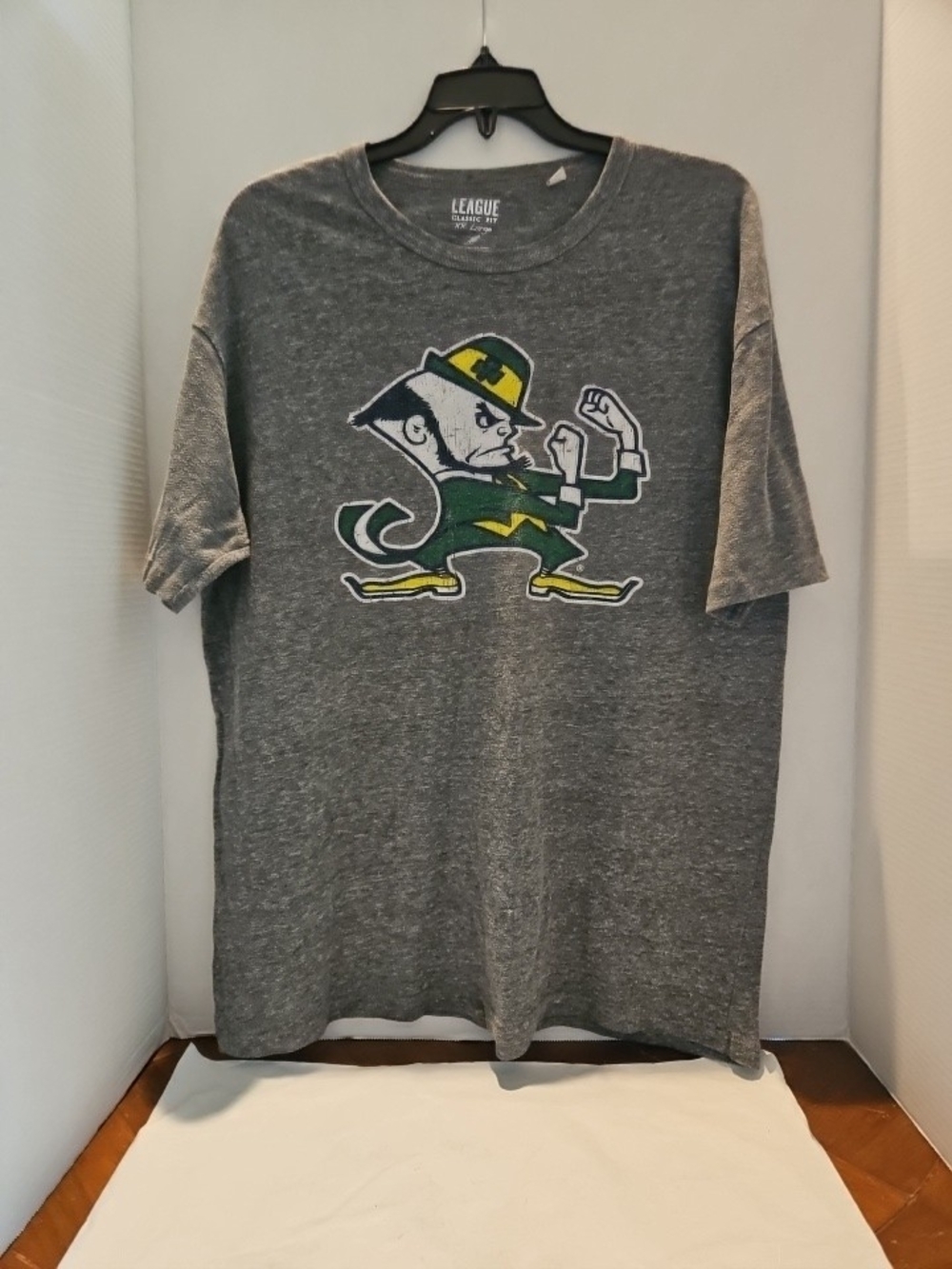 League Gray Short-Sleeve T-Shirt with Green & Yellow Mascot Graphic